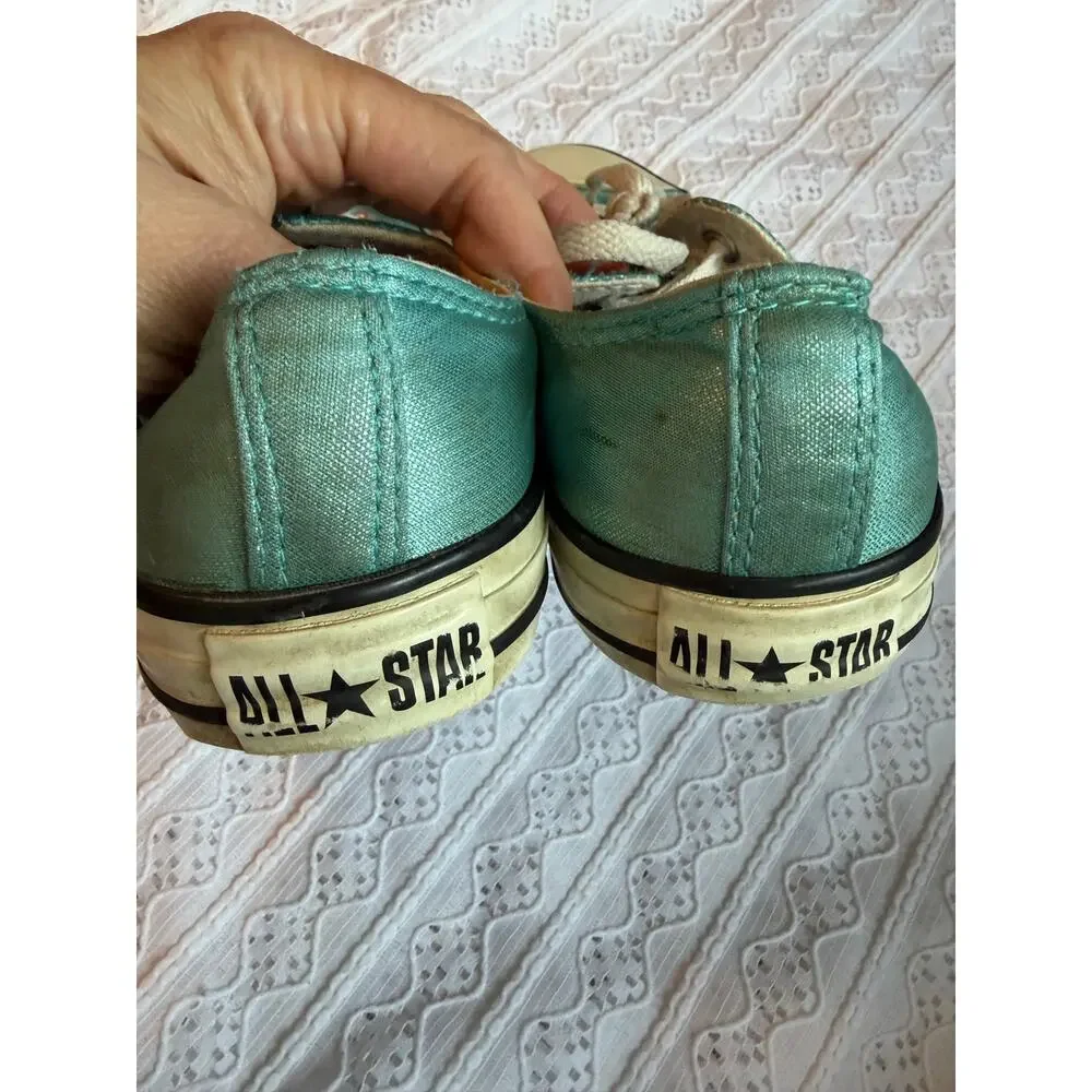 Converse Chuck Taylor All Star Low Top Aqua Blue Shimmer Sneakers Women's 9 - Picture 4 of 8